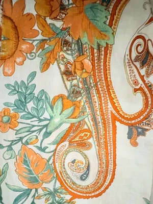 Rachel Zoe Linen Blend Wide Leg Pants Orange Floral Paisley Boho Resort Sm thumbnail 5
