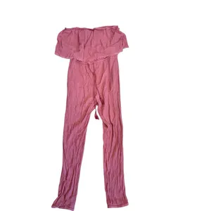 Aerie Pink Salmon Strapless Crinkle Smocked Pants Jumpsuit Romper thumbnail 3