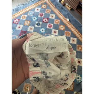 Forever 21 Lingerie Paris Print Pajama Pants White Pink Small Petit Cotton‎ thumbnail 5