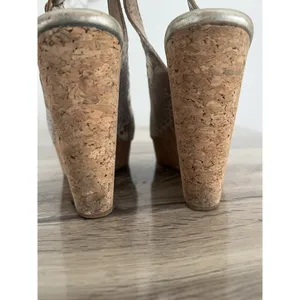 Jimmy Choo Prova Snake Print Silver Metallic Cork Wedges Heels Size 36.5 thumbnail 9