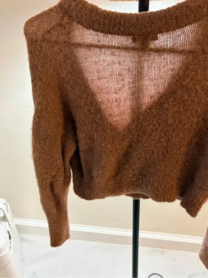 wild fable Cozy purple Fuzzy Cropped Button Cardigan thumbnail 5