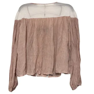 Gimmicks By Buckle Blouse Shirt Top Womens Size‎ Small Crochet Boho Lace Up Tan thumbnail 4