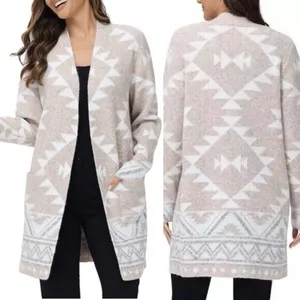 FRYE Aztec Print Cardigan Sweater Beige White‎ Medium M thumbnail 2