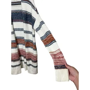 Loft Womens Open Front Long Cardigan Multicolor Stripe Pockets Size‎ S Soft Cozy thumbnail 4
