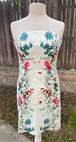 Zara Strapless Dress spring break Floral Pattern basque waist corset pinup event thumbnail 1
