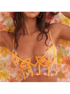 For Love And Lemons meadows floral bustier bra corset top 34B thumbnail 2