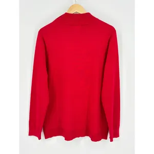 Calvin‎ Klein Sweater Women Large Red Mock Neck Button Shoulder Knit Long Sleeve thumbnail 4