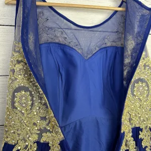 Tulle Prom Homecoming‎ Dress Blue & Gold High Neck Tank Above Knee Length Size 4 thumbnail 9