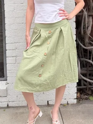 Target Green midi skirt with button detail sz M #cottagecore #boho #retro #sundaybest thumbnail 4