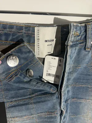 NWT Free People One Teaspoon Junkyard Low Waist Mini Denim Skirt - Tropical Blue thumbnail 10