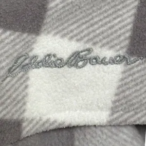 Eddie Bauer Fleece‎ Shirt Gray Buffalo Plaid Button Front Outdoorsy Womens L thumbnail 5