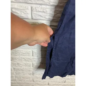 Kiko‎ Maxi Dress Women Medium Navy Blue Excellent Linen Short Sleeve Slit Pocket thumbnail 4