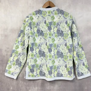 Quilted Floral Jacket Womens Medium Reversible Cottagecore Boho Indie Granny‎ thumbnail 4