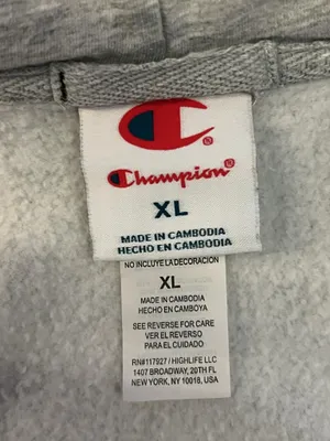 Champion Hoodie Womens XL Gray Full Zip Fleece Cropped Sweatshirt Logo Athletic thumbnail 8