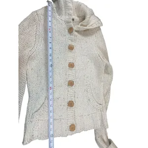 Abercrombie & Fitch Lambswool Chunky Knit Cardigan Sweater Cream VTG Y2K READ thumbnail 8