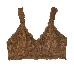 Maurices Lace Criss Cross Back Bralette Brown Plunge Pullover thumbnail 1