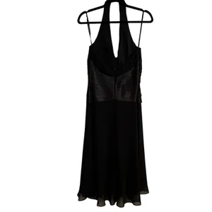 Vintage SL Fashions Dress Y2K Halter V Neck Babydoll Satin Chiffon‎ 8 thumbnail 2