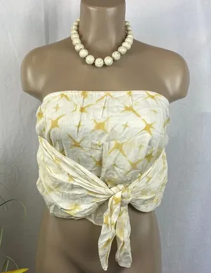 Aerie Ivory Print Sleeveless Handkerchief Asymmetric Crop Top XL thumbnail 1