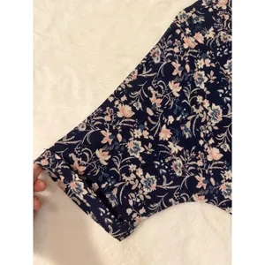 Natural Life Floral Babydoll Dress Womens XS/S Navy Blue Boho V-Neck Mini Rayon thumbnail 9