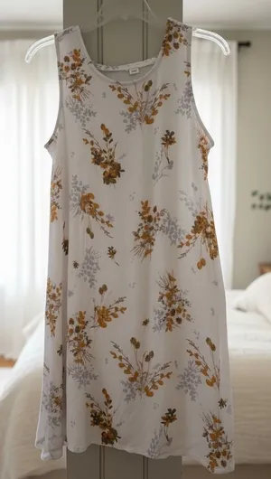 Maurices‎ Womens Floral Sleeveless Shift Dress White Mustard Yellow Size M H1218 thumbnail 1