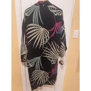 Anthropologie Maeve Kira Long Kimono Jacket Medium / Large Black Printed thumbnail 7