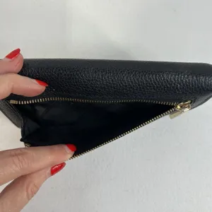 MICHAEL‎ KORS Envelope Wallet Large Black Pebble Leather Tri-Fold Gold Tone Logo thumbnail 8