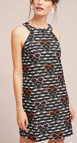 Hutch by Anthropologie Heart Sunglass Embroidered Shift Dress Medium‎ thumbnail 1