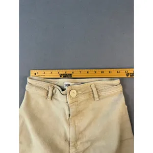 Zara Womens High Waisted Wide Leg Jeans Tan Khaki Raw Hem Size 4 US 26 thumbnail 6