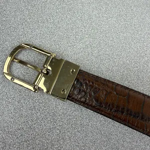 Lauren Ralph Lauren Belt Womens Brown Black Reversible Croco Embossed Gold 1" thumbnail 2