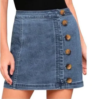 Free People Womens Blue Denim Side Button Mini Skirt Medium Wash Size 2‎ thumbnail 1