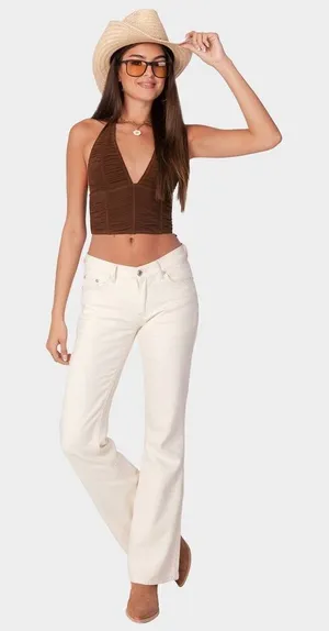 ✨EDIKTED Jayda Low Rise Beige Sz Medium Jeans✨ thumbnail 1