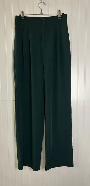 Halara High-Waist Wide Leg Trousers in Dark Green Size Small thumbnail 1