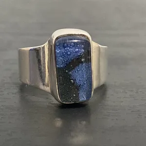925 Sterling Silver Ring with Handblown Glass Stone Size 6¼ thumbnail 6