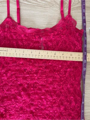 Charlotte Russe Medium NEW Hot Pink Lace Top Slim Fitted Y2K Rave Festival thumbnail 7
