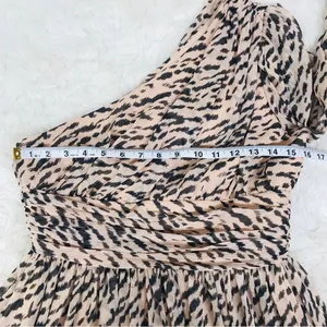 GIANNI BINI Leopard Print Maxi Dress One‎ Shoulder Long Sleeve Party Size 6 New thumbnail 14