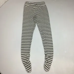 Aerie Gray and White Striped Ribbed Leggings Ruched ankle Loungewear Small NEW! thumbnail 2