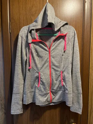 lukka Gray Striped Hooded Utility Jacket with Pink Trim thumbnail 1