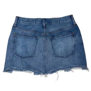 Madewell Womens 28 Rigid Denim‎ Relaxed Mini Skirt in Rosehill Wash Blue Raw Hem thumbnail 10