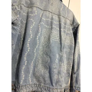 Wild Fable Denim Jacket Paisley Bandana Light Blue Oversized‎ Trucker Medium thumbnail 6