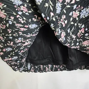 Lulus Quaint Cute Black Floral Pleated Tiered Mini Dress Lined XL New thumbnail 12