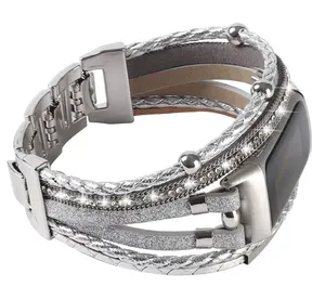 Fitbit 5 Compatible Bracelet Watchband Silver Glitter Sparkle Boho thumbnail 1