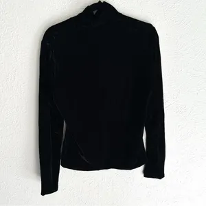 Vintage 90s Banana Republic Black Velvet Turtleneck Large Whimsigoth Witchy thumbnail 2
