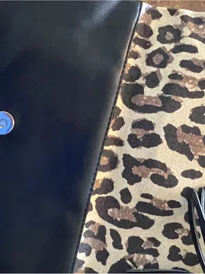 Vervet Flying monkey Leopard Print Fold-Over Clutch Bag - Black and Tan thumbnail 6