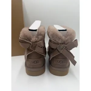 UGG Women Mini Bailey Mixed Bow Caribou Brown Suede Boots Size 8 NWB thumbnail 2