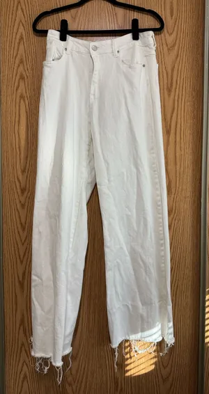 Shop Priceless White Distressed Wide Leg Jeans thumbnail 1
