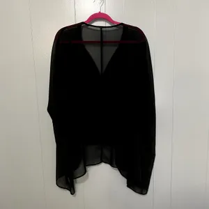 Free People Black Studded Sheer V-neck Tasseled Oversized Boho Tunic Top M/L thumbnail 5