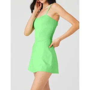 Alo Courtside Tennis Dress Ultramint Neon Green Padded A-Line Skater Skort L thumbnail 5