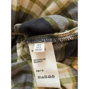 We The Free Ruched Sleeve Fringe Hem Plaid Snap Button Shirt Black Women's Small thumbnail 4