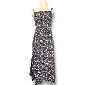 J.Crew Colorful Dot‎ Print Cotton Midi Sundress Size 2 Navy Blue Tie Strap Dress thumbnail 12