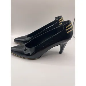 Stuart Weitzman Women's Patent Leather Pumps Shoes Black And Gold Size 7 Bin E‎ thumbnail 6
